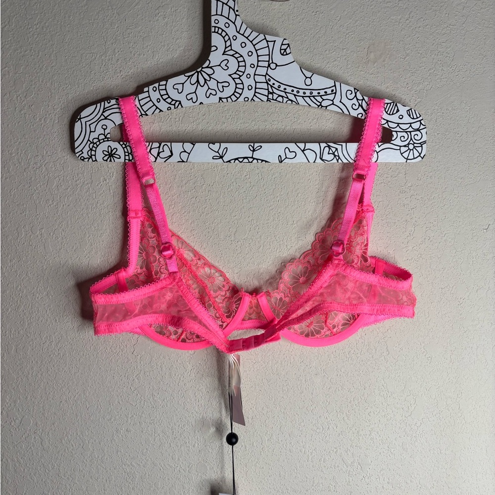 Love & Lemons pink daisy lace scoop bra size Extra large - Picture 2 of 7